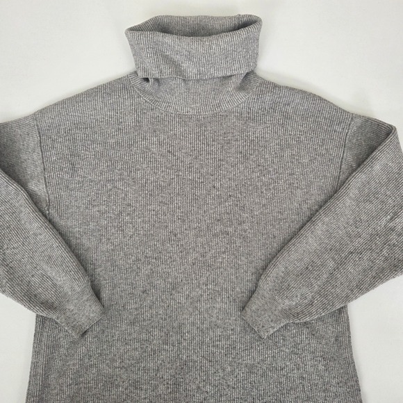 Free People Women's‎ Gray Ribbed Knit Tunic Turtleneck Pullover Sweater Size M - Picture 2 of 11